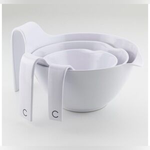 NIB Curtis Stone Hold Me Melamine Mixing Bowl with Handles and Spouts Set Of 3